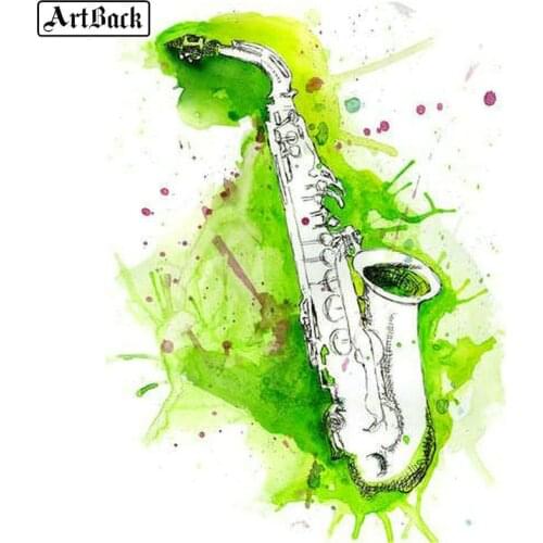 5D diamond painting saxophone watercolor icon full square instrument diamond embroidery mosaic full round drill
