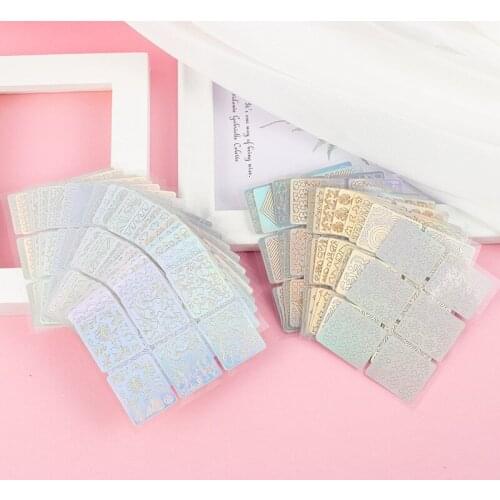 6/12 PCS Hollow Nail Sticker Stylish DIY Decoration Tool Nail Vinyl Irregular Grid Stencil Stripe Line Nail Art Transfer Sticker