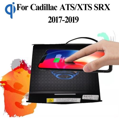 For Cadillac ATS/XTS SRX 2017-2019 15W Qi Fast Charging Car Vehicle Wireless Charger Pad Auto Android Phone Iphone Holder Plate