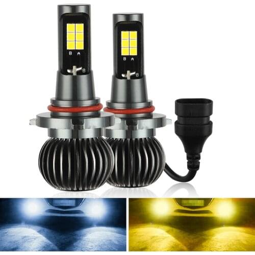 Car Lights EV15 LED Bulb Working Lamp Two-color Amber Universal Headlights Cool White High Brightness Durable 12V 6000K 8500LM