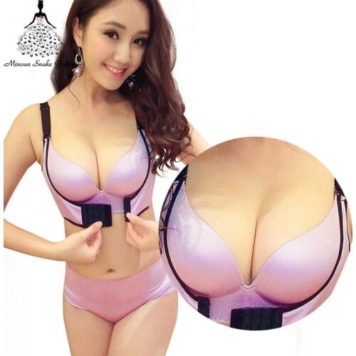 Seamless Bra Set Super Push Up Lingerie Set For Women Underwear Bra Brief Wire Free A B C Cup Sexy Lingerie Solid Brassiere Set