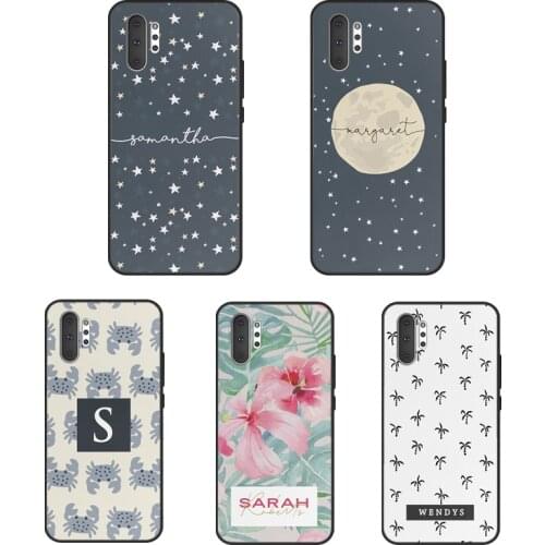 Custom Initials Name Stars Space Palm Trees For Samsung S8 S9 S10 S20 Plus Case For Galaxy Note 20 Ultra Note 9 8 10 Plus Coque