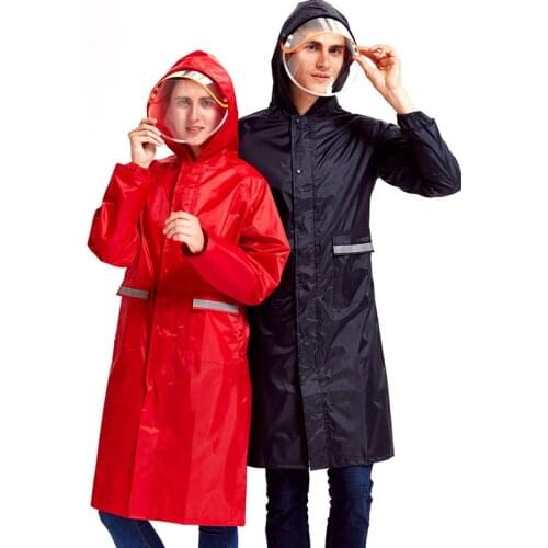 New Double Brim Raincoat Women/Men Zipper Hooded Poncho Motorcycle Rainwear Long Style Hiking Poncho Environmental Rain Jacket