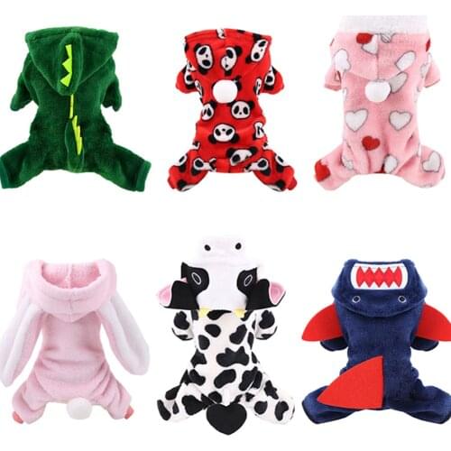 Fleece Dog Jumpsuits Winter Pet Dog Clothes For Dog Christmas Clothing Soft Cat Pet Cosplay Clothes Chihuahua Yorkshire Clothing