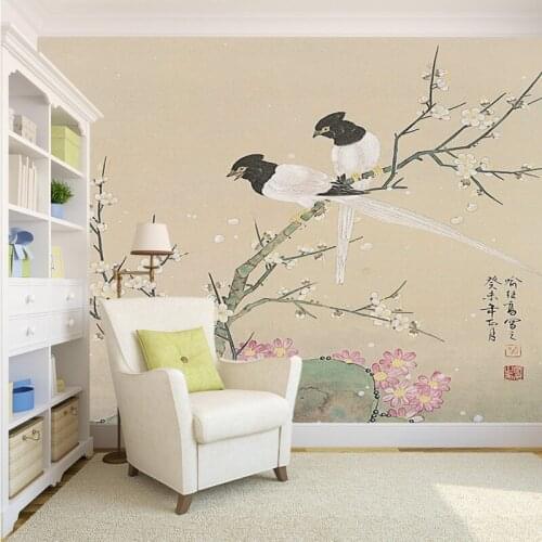 Custom mural Meticulous Chinese painting flower bird Chinese mural living room decorative painting background wallpaper