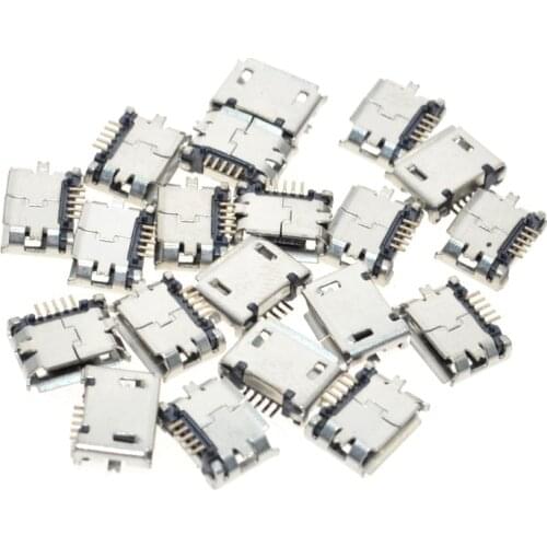 Micro USB Type B Female Port, 5 Pins 180 Degree, SMD SMT Soldering , PCB mount