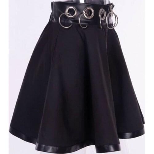 2021 Hot Kawaii Clothing Skirt Punk Gothic Korea Japan Black Rings Metal