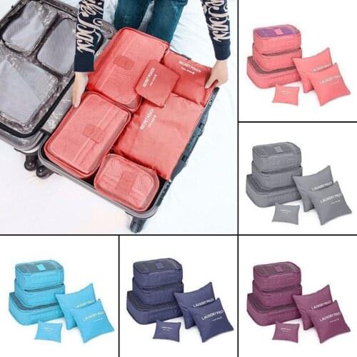 Hot Sell 6Pcs Waterproof Travel Clothes Storage Bags Luggage Travel Organizer Pouch Packing Space Saving Luggage Organizer
