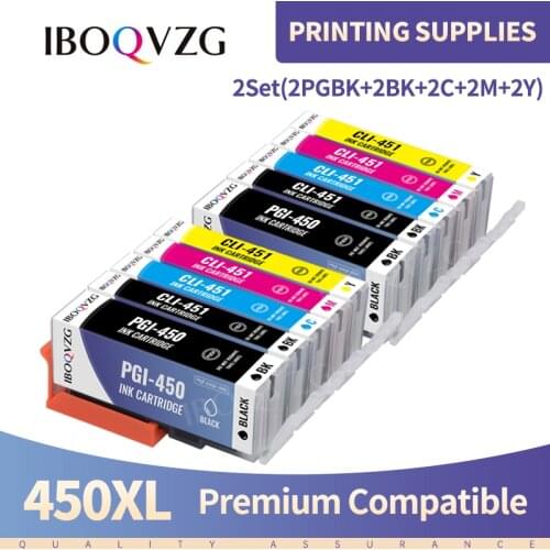 IBOQVZG 450XL 451XL Compatible Canon Ink Catridge PGI450 CLI451 for Canon Printer PIXMA MG5440 MG6440 MG7540 MG5640 IX6540 6840