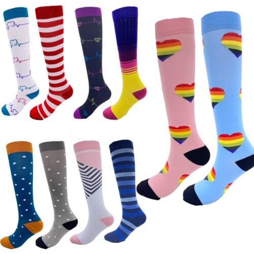 Multi-color Compression Socks Nursing Hose Tight Fit Stretch Pressure Outdoor Elastic Cycling Sockings