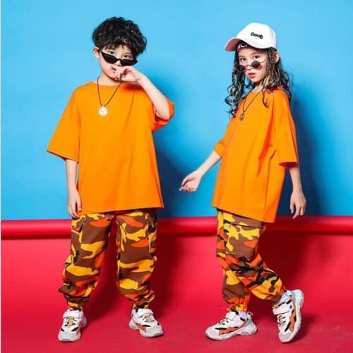 Girls Boys Cool Jazz Modern Dancing Costumes Tshirt Jogger Pants Kids Ballroom Hip Hop Dance wear Outfits Stage wear Outfits
