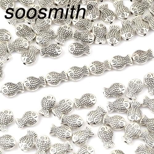 7x10mmsize Fish-Shaped Zinc Alloy Metal Beads Loose Spacer Beads For Jewelry Making DIY Pendant Necklace Accessorie 30pcs/lot