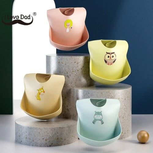 Cute Cartoon Animal Print Baby Bibs Waterproof Kids Children Silicone Stereo Bib Adjustable Bib Feeding Baby Saliva Towel