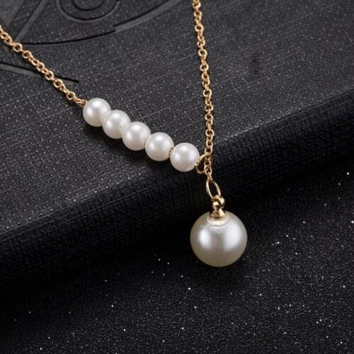 Trendy Pearl jewelry womens White Pearl necklace pendant gold charm pendant AP2054