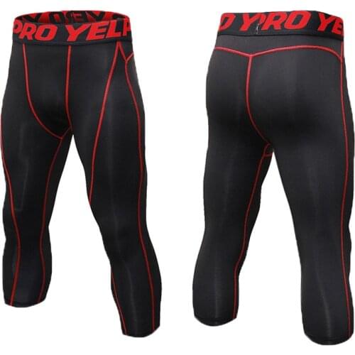 Mens Compression Pants 3/4 Capri Shorts Baselayer Sports Tights Male Sport Running Cycling Fitness Leggings Outdoor Sportswear