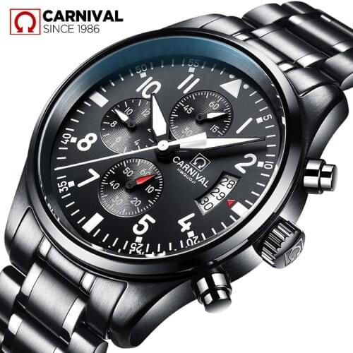 CARNIVAL New Luxury Men Watch HD Luminous Chronograph Quartz Watch Men Calendar Waterproof Fashion Casual Relogio masculino