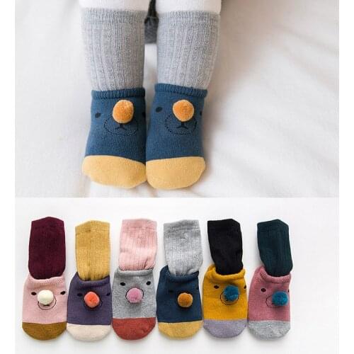 2/set baby cute Keep warm socks children Solid Sports socks boys girls anti slip toddler socks, Newborn Baby winter warm socks
