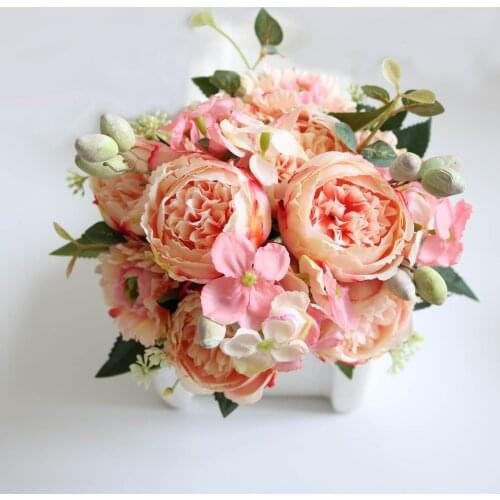 2020 new 7 color 5 big head rose peony fake silk flower small bouquet flower at home party spring wedding DIY decoration fake