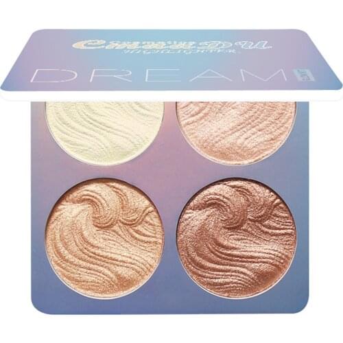 2021 New 4 in 1 Shimmer Highlighter Powder Palette Illuminator Powder Palette Highlighter Baked Waterproof Long Lasting Makeup