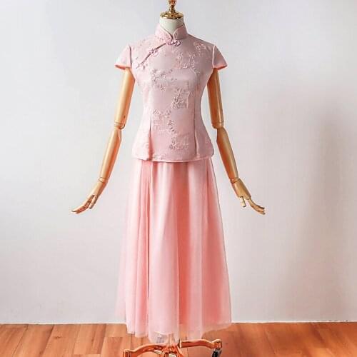 New Vintage Chinese Style Dress Retro Toast Clothing Gown Marriage Cheongsam Qipao Party Bridesmaid Vestidos 1958