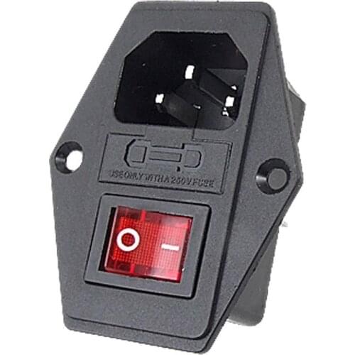 NEW 10A 250V Inlet Module Plug Fuse Switch Male Power Socket 3 Pin IEC320 C14