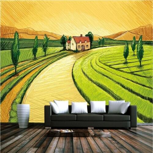 Hand-painted Nature Landscape Wallpapers European 3D Wallpapers for Walls 3D Murals Wall Papers Home Decor Living Room Luxury
