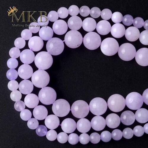 Wholesale Natural Light Purple Jades Stone Round Beads For Jewelry Making Space Loose Beads 6/8/10mm Diy Bracelet Jewellery 15