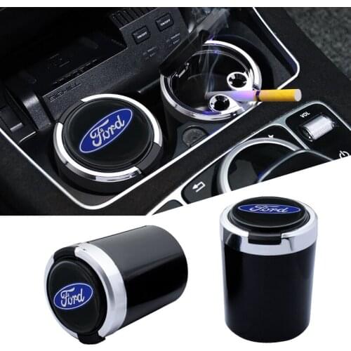 1PCS Car Ashtray With LED Light Smoke Cup Holder Storage Cup For Ford Fiesta EcoSport ESCORT Ranger Mondeo Mustang FOCUS 2 3 4 5
