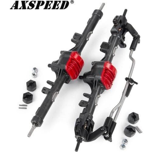 AXSPEED RC Car Front and Rear Axle Metal Straight Complete Axles for 1/10 RC Rock Crawler Axial SCX10 II 90046 90047 90059 90060