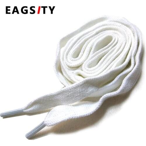 Pure cotton white flat shoelaces 47" inch 120cm length and 8mm width for sport sneaker canvas shoes brown / No Nylon