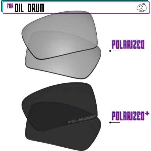 EZReplace Polarized Replacement Lenses for - Oakley Oil Drum Sunglasses - BlackP Plus-Silver P