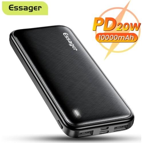 Essager PD 20W 10000mAh Power Bank Portable Charging External Battery Charger 10000 mAh Powerbank For iPhone Xiaomi mi PoverBank