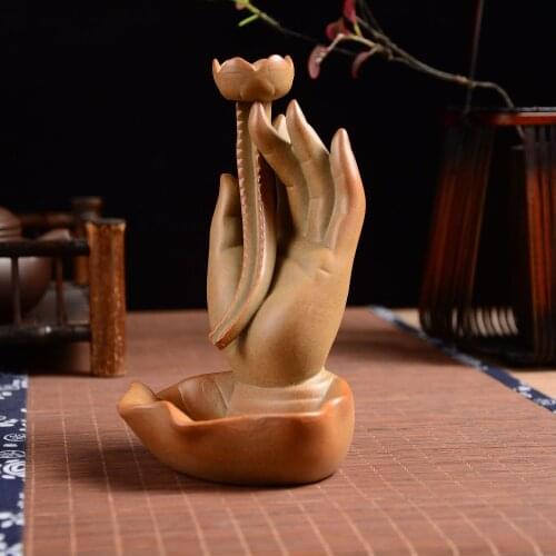 Dropship Chinese Ceramic Incense Burner Backflow burner home decor sculpture decoration Buddhas-hand incense burner