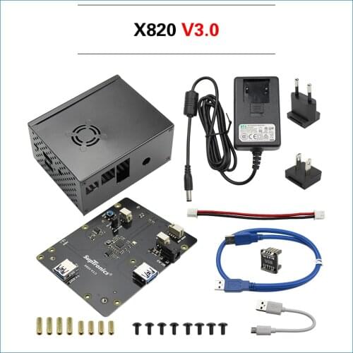 Raspberry Pi 2.5" SATA HDD/SSD Storage Expansion Board, X820 V3.0 USB 3.0 Mobile Hard Disk Module for Raspberry Pi 3 Model B+/3B