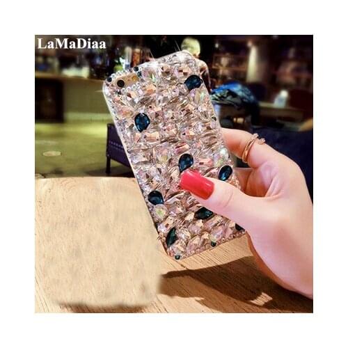 LaMaDiaa Rhinestone Case Diamond Bling Phone Cover coque fundas for Samsung GalaxyJ3 J5 J4 J6 J7 J8 2018 A6 A8 A7 A5 A3 A50 A80