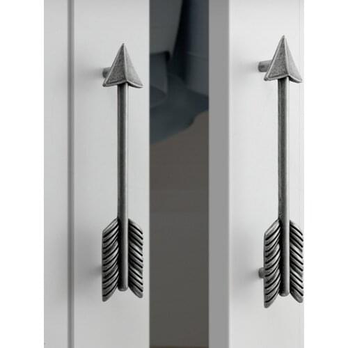 Zinc Alloy Black Silver Door Handle Cabinet Handle Arrow Creative Furniture Handle Door Drawer Knobs Furniture Hardware