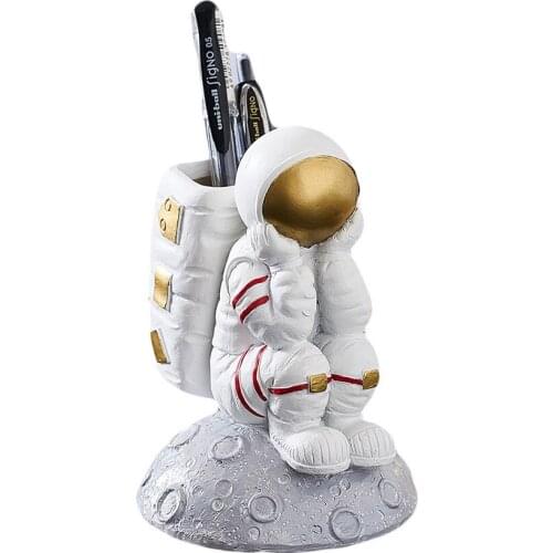 Cute Korean Resin Sculptures Cosmonaut Home Office Desktop Pen Holder Accessories Among As Astronaut Statue Crafts Home Decor