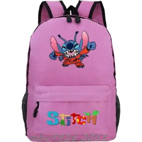 Disney Stitch Students Backpack Children Cartoon Anime School Bag Kids Rucksack Teens Travel Knapsack Unisex Laptop Bag