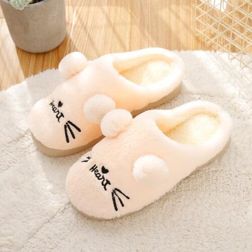 Women Winter Home Slippers Cartoon Cat Shoes Soft Winter Warm House Slippers Indoor Bedroom Lovers Couples Christmas Gift TX50