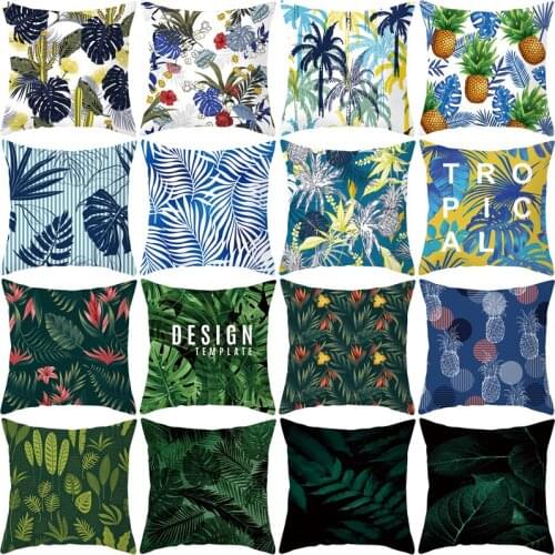 Tropical Plants Palm Leaf Green Leaves Monstera Pineapple Cushion Covers Hibiscus Flower Cushion Cover Decorative Pillow Case