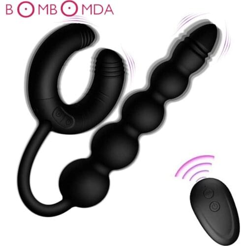 Vibrating Penis Ring For Men G spot Stimulator Dildo Anal Plug With Cock Ring Adult Sex Toys For Men Masturbator Erotic Sex Shop