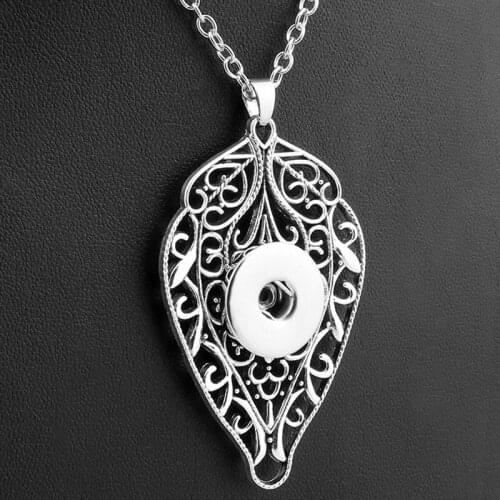 Vintage leaf tree of life 18mm snap button jewelry Necklace NC459