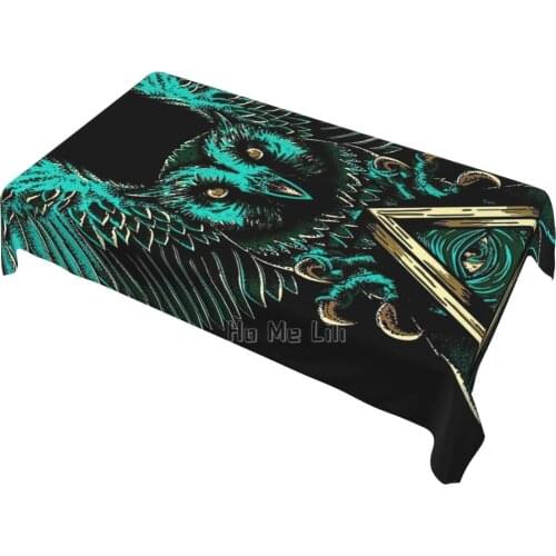 Blue Flying Owl Eye Of waterproof Tablecloth For Kitchen Dining Party Holiday Christmas Self Service Coffee Table Tablecloth
