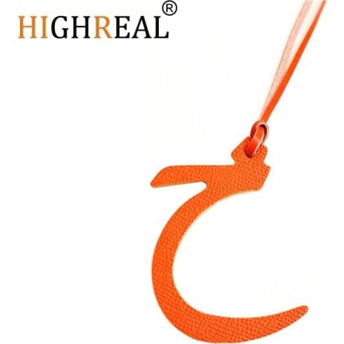 Custom Made Luxury Genuine Natural Leather Character Alphabet Arabic Letter Keychain Backpack Pendant Ladies Women Bag Charm