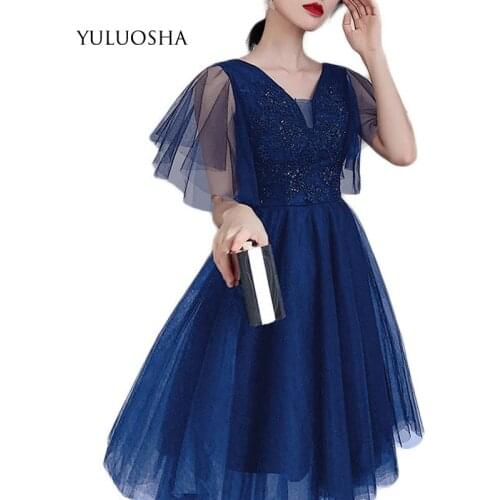 YULUOSHA Wedding Guest Dress V-neck Lace Draped Peach Prom Dresses Burgundy Bridesmaid Dresses Vestidos De Fiesta De Noche