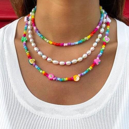 Bohemian Small Beaded Choker Necklaces For Women Fashion Colorful Short Bead Choker Charm 2021 Handmade Jewelry