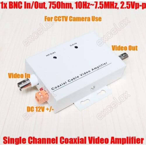 1 Channel In Out Analog CVBS Coaxial Cable Video Signal Amplifier Extender 1CH BNC Connector CCTV Security Camera Coax Booster