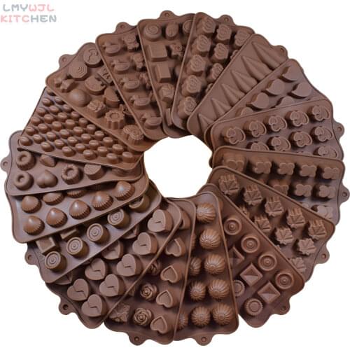1Pcs/Mixed Shape Chocolate Mold 18 Kinds of Candy Cake Jelly Non-stick Silicone Mold Baking Cake Decoration Accessories