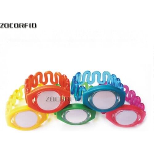 10pcs/lot 125khz EM4100 Read Only Rfid Wristband Color Access Control Card Wrist band Bracelet Tag elasticity lable