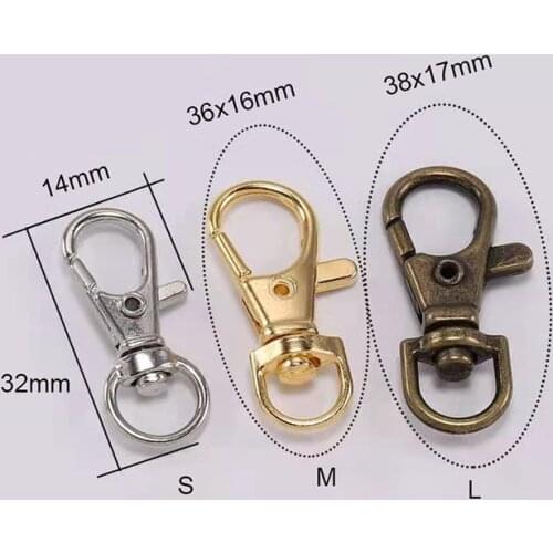 10Pcs/Lot 32mm 36mm 38mm Bronze Rhodium Gold Silver Plated Jewelry Findings Lobster Clasp Hooks For Necklace&Bracelet Chain DIY